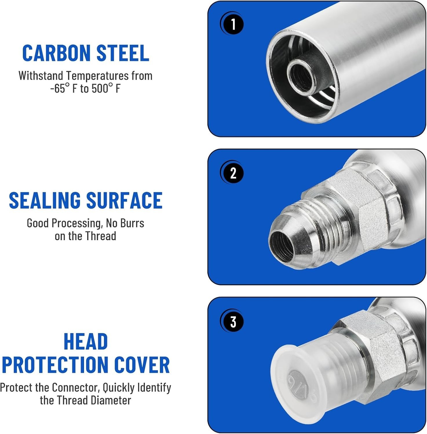 12 Pack Hydraulic Hose Fittings, 3/8″ I.D. Hose X 3/8″ JIC 37° Male with Protect