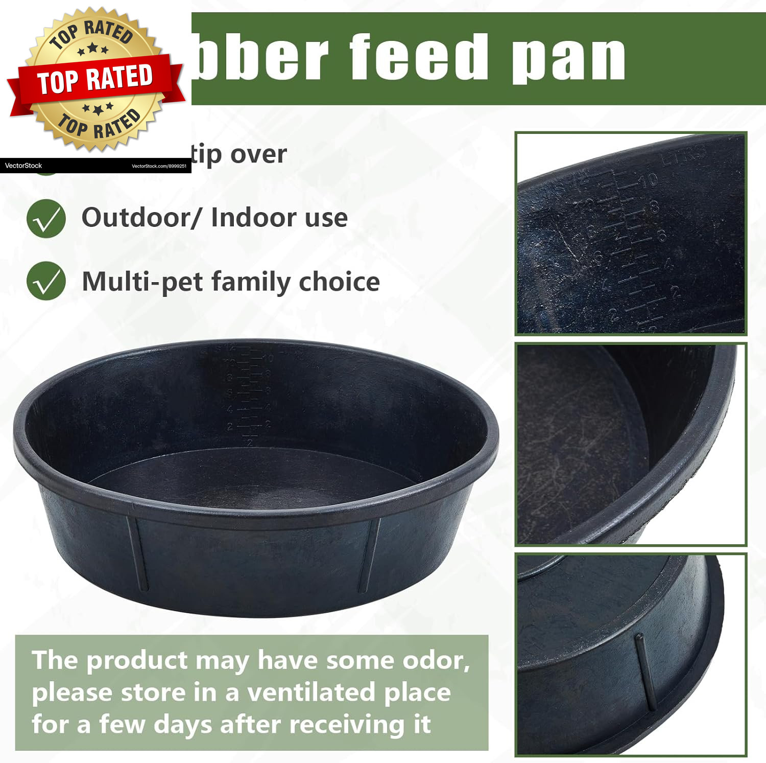 5 Pcs Rubber Feed Pan 12 Quart/ 3 Gallon Utility Horse Feed Bucket Rubber Bowl C