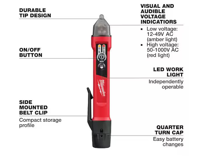 Milwaukee 3203-20 Dual Range Non-Contact Voltage Detector w/LED