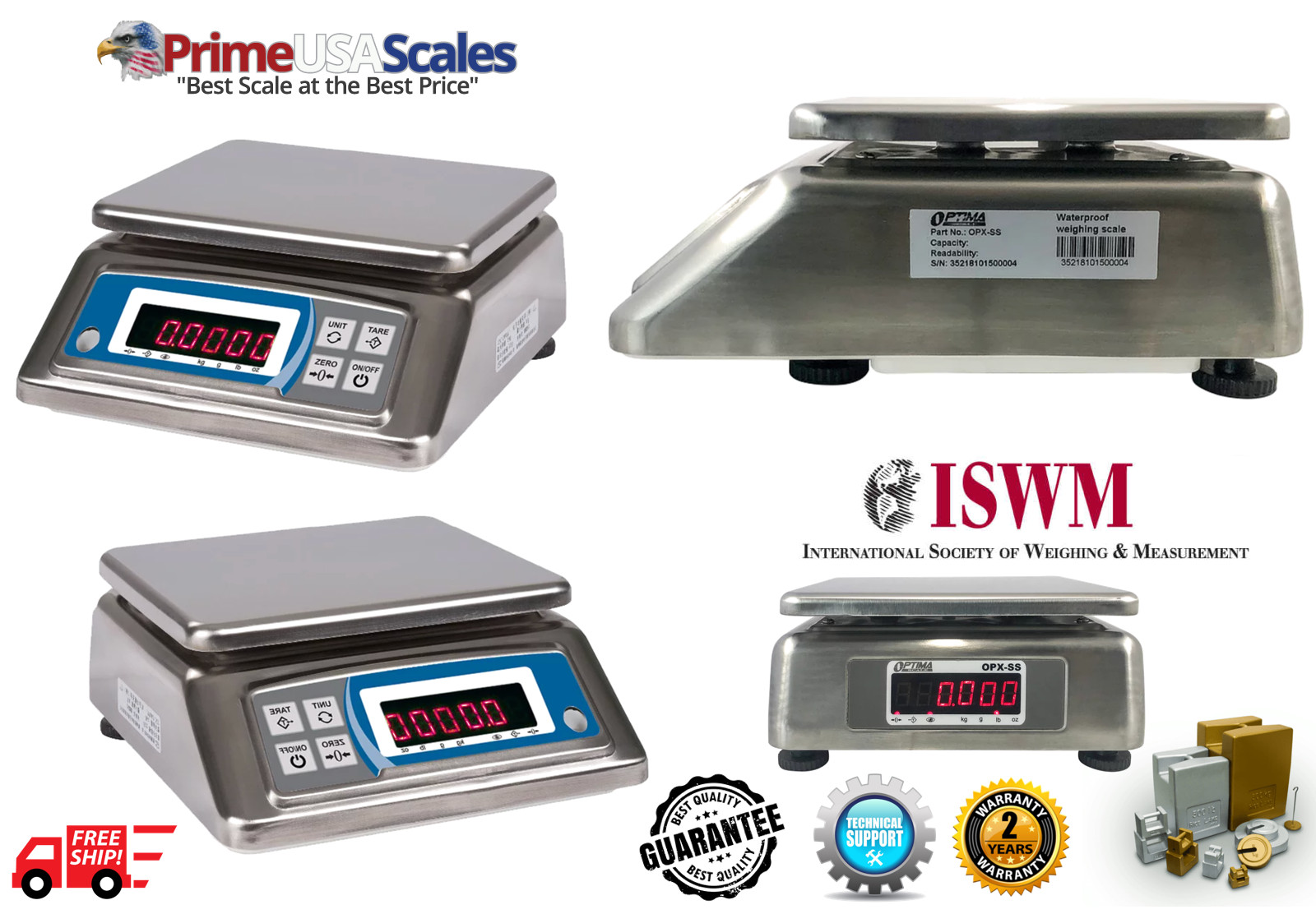 2 Yr Warranty Prime OPX-SS Washdown Bench Scale 12 lb x 0.2g