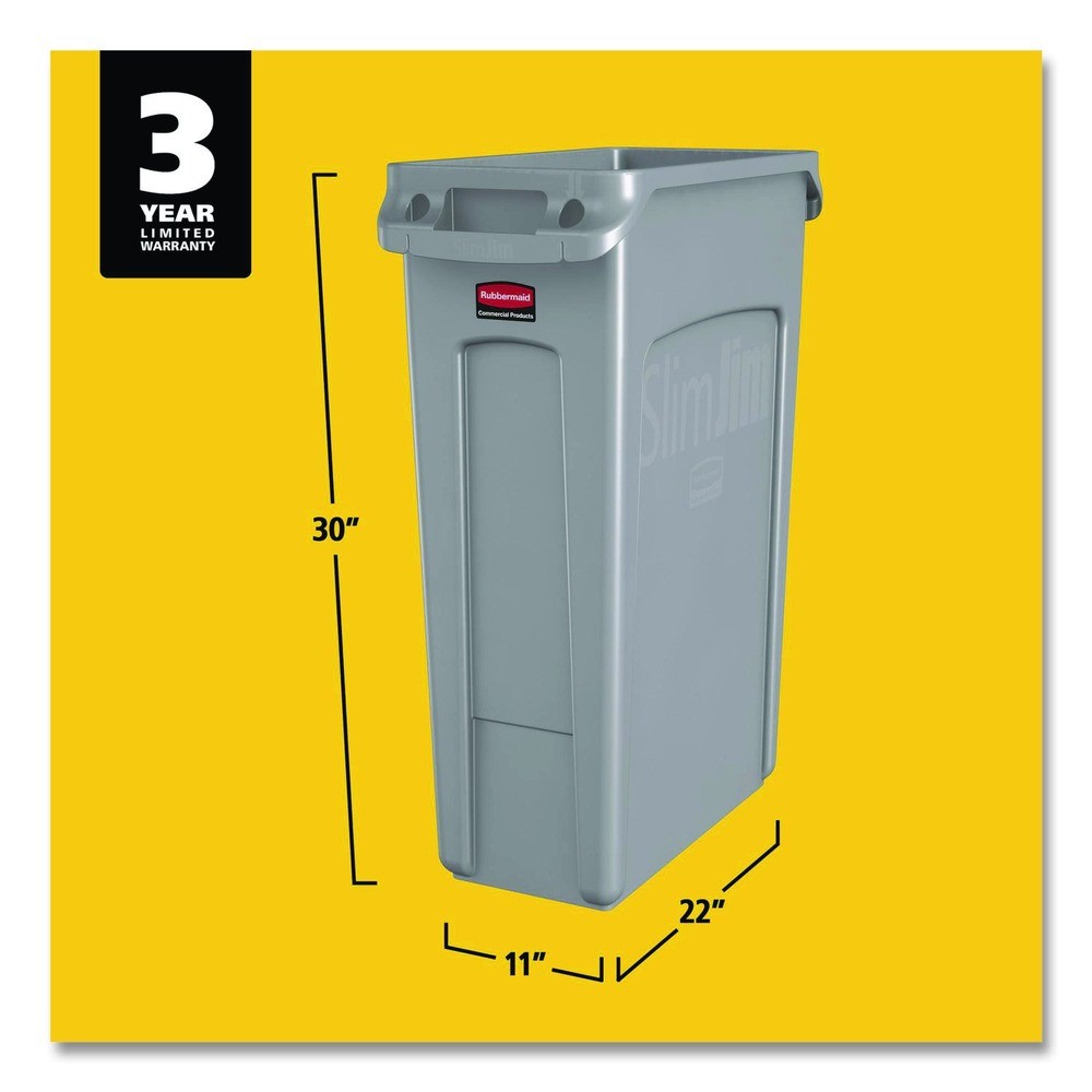 Rubbermaid Commercial 354060GY 23 gal Rectangular Receptacle w/ VC – GRY New