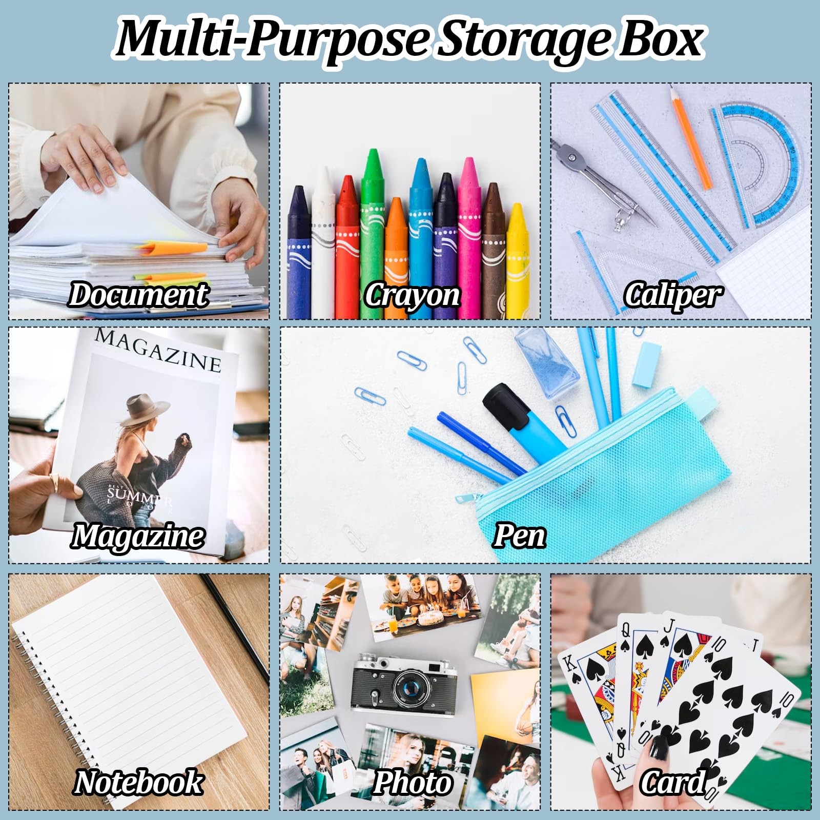 zisiueel 6 Pcs Clear A4 File Box Document 12.4 x 9.65 x 1.18 inches, clear