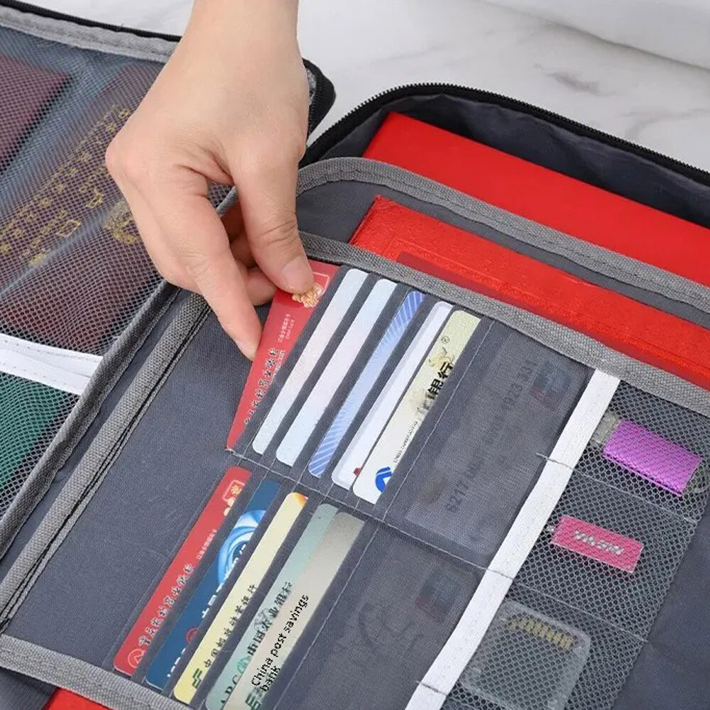 Fireproof Document Box With Lock File Storage Organizer Box Waterproof Safe Bag