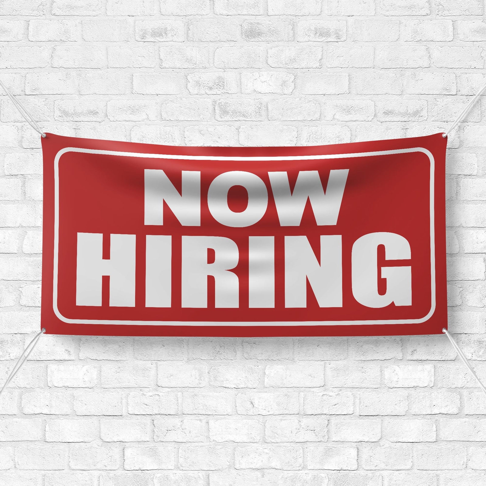 Now Hiring Vinyl Banner 13 oz Outdoor & Indoor Business Sign with Metal Grommets