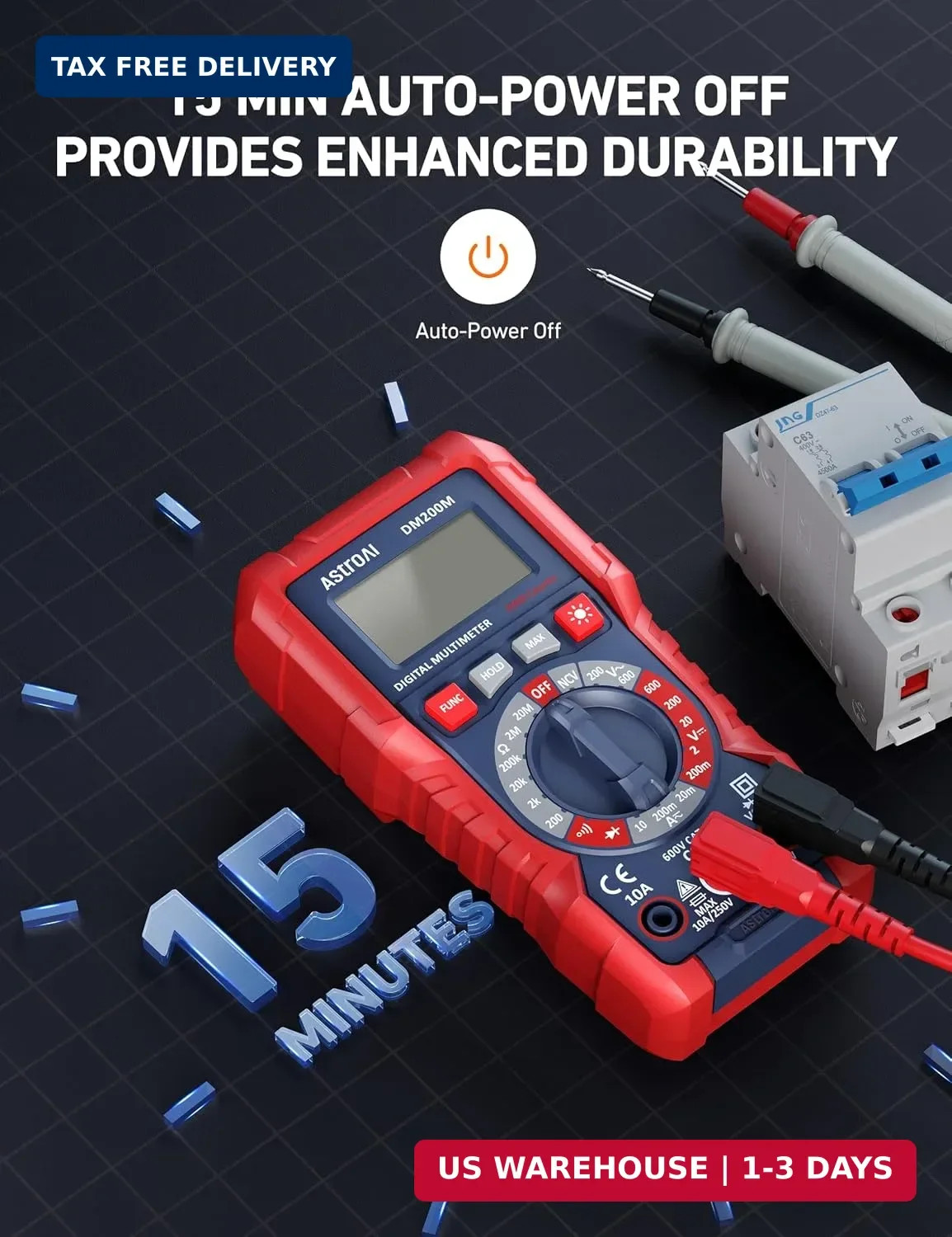 AstroAI Digital Multimeter Voltage Tester, TRMS 2000 Counts Volt Meter; Fast and