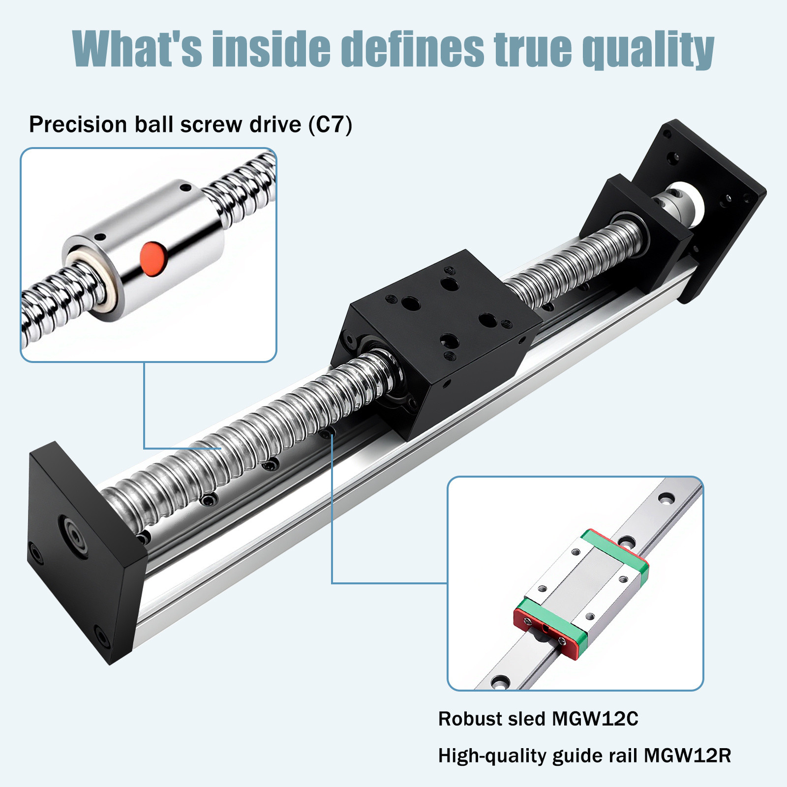Linear Slide Rail Stage Actuator 1605 CNC Ball Screw w/ NEMA 23 Integrated Motor