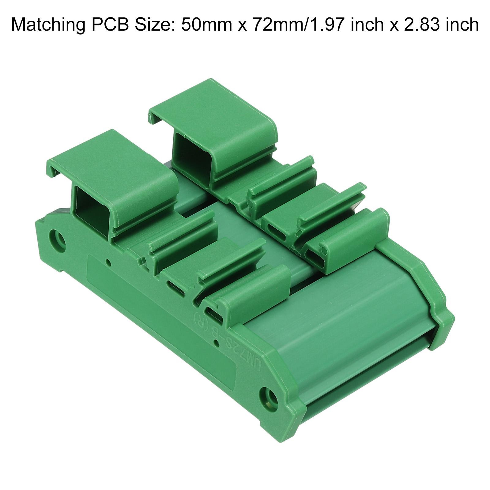DIN Rail Mount Carrier for 50mm x 72mm PCB, Housing, Bracket, Green