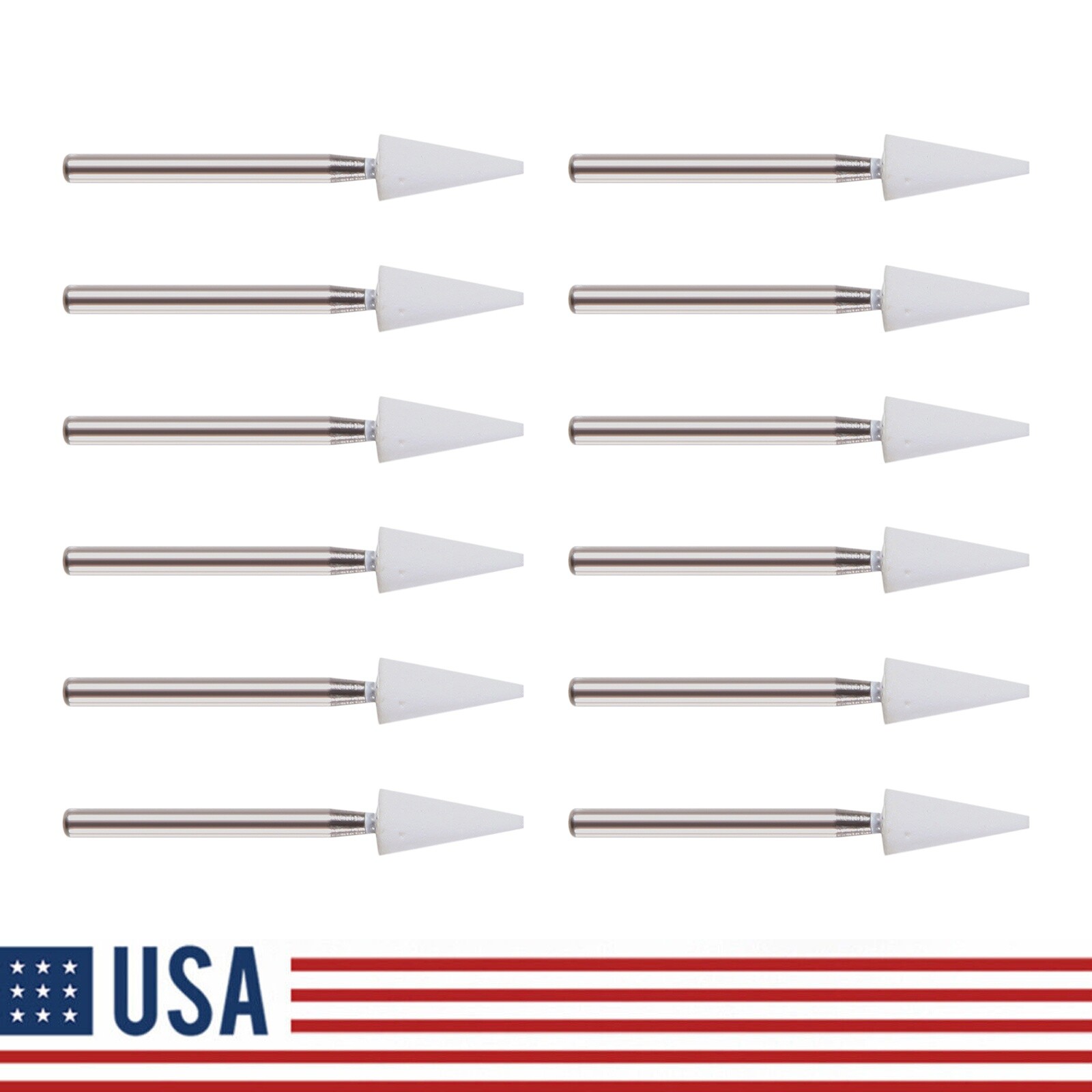 12 Pcs/Box Dental White Polishing Stones Cone Shape FG Burs Arkansas Stone CN1