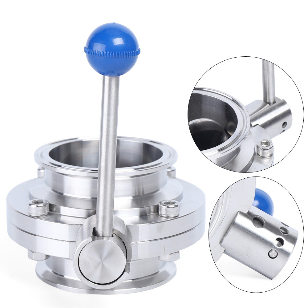 3Inch Stainless Steel 304 Sanitary Welding Butterfly Valve Tri-Clamp Pull Handle