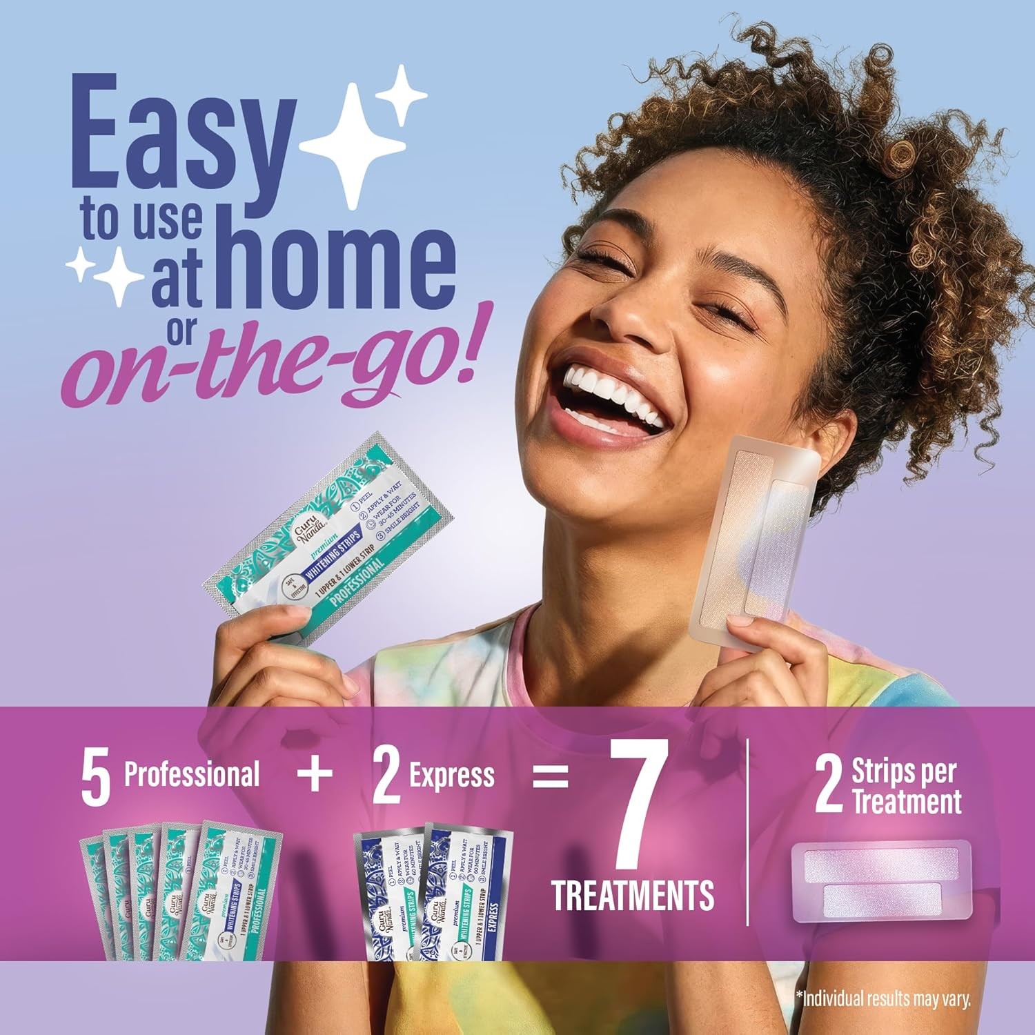 GuruNanda Teeth Whitening Strips Kit – 7-Day Treatment with Non-Slip, Dry Strip