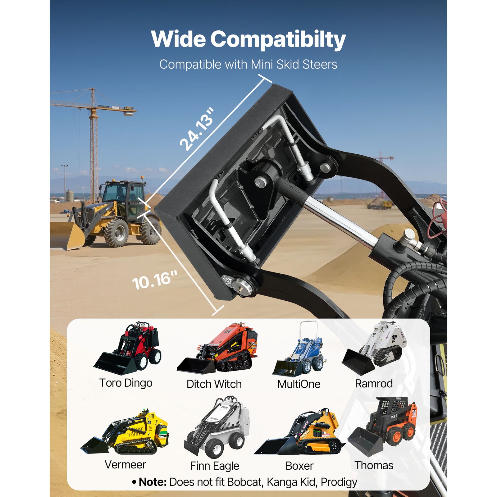Uimoso 1/4″ Skid Steer Mount Plate 2″ Receiver Loader Hitch Mini Quick Tach 24″
