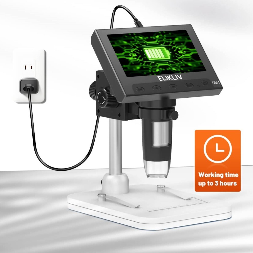Elikliv Digital Microscope 1000X USB Coin Microscope 4.3″ LCD Screen Soldering
