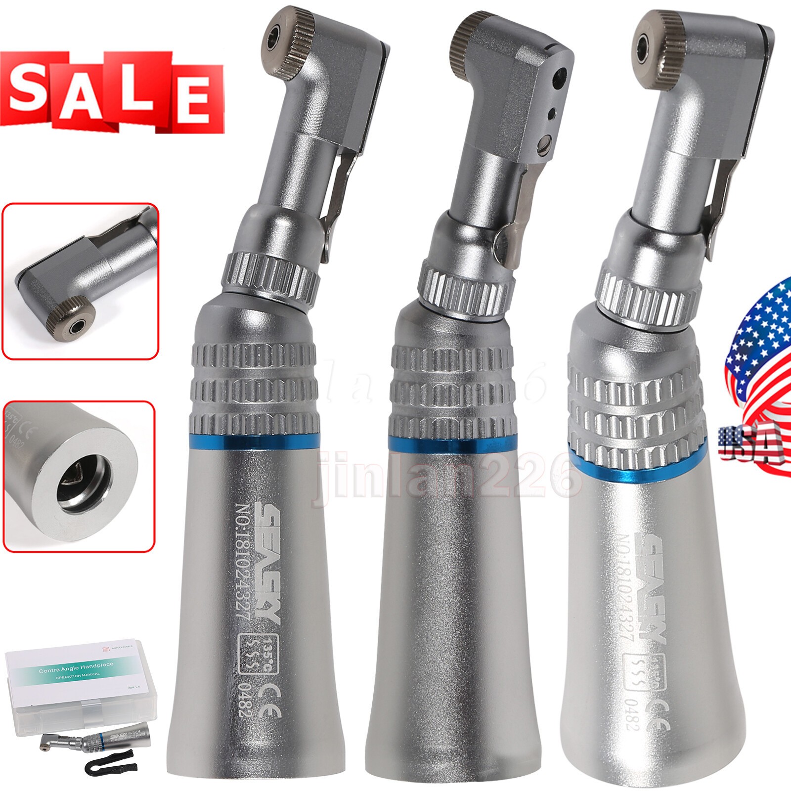 Dental Slow Speed Handpiece Contra Angle/Straight /Air Motor 4Hole NSK Style NEW