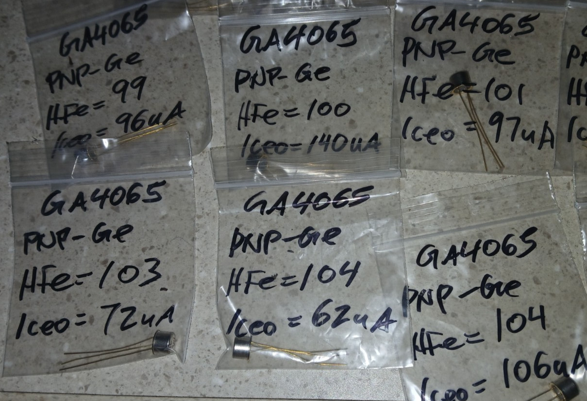 T.I. GA4065 PNP germanium transistors tested&analyzed/Lot of 20/NOS/TO-5