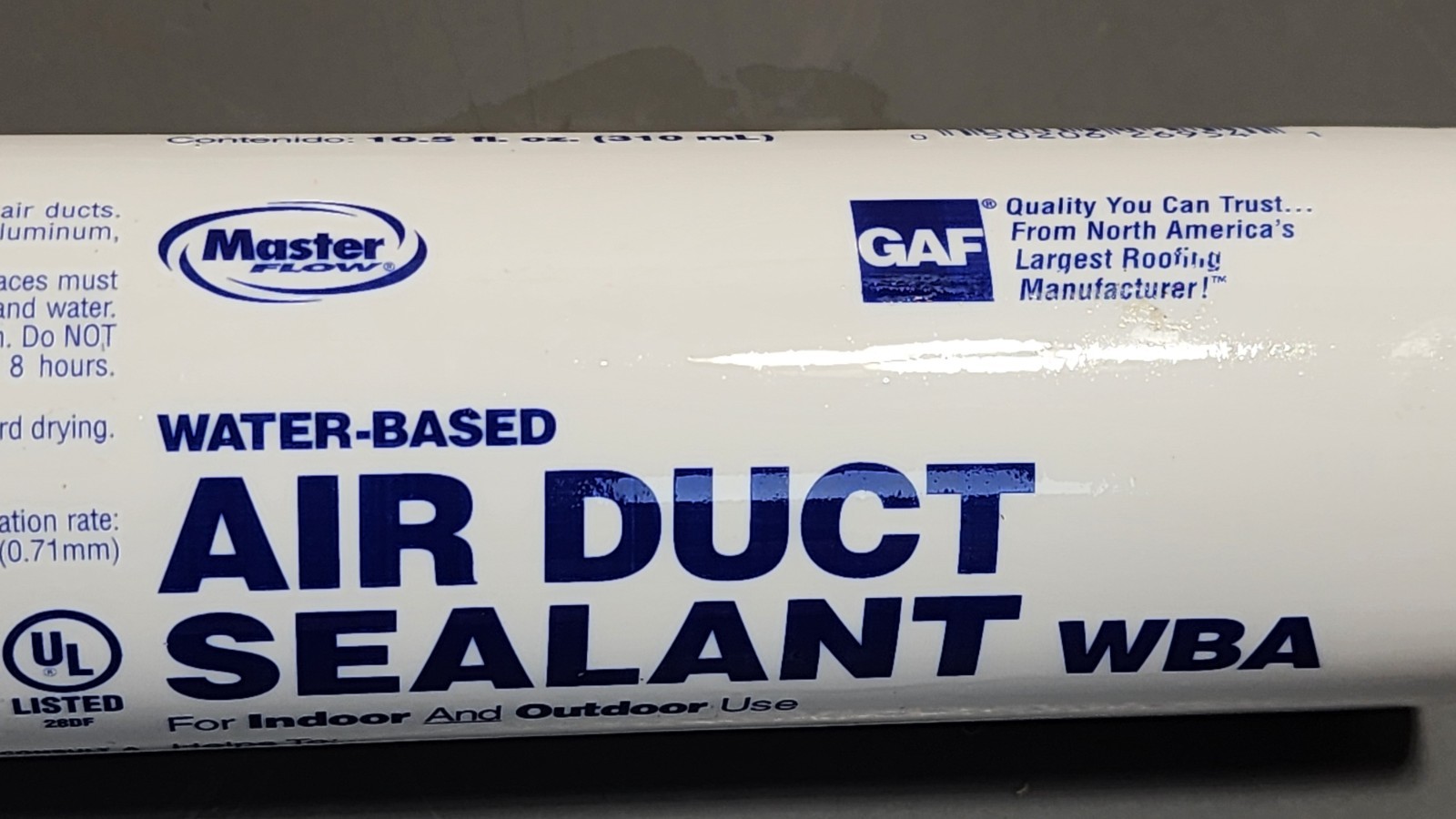 Master Flow Water Based Duct Sealant Tubes 10.5oz/Tube Indoor Outdoor (Qty 12)