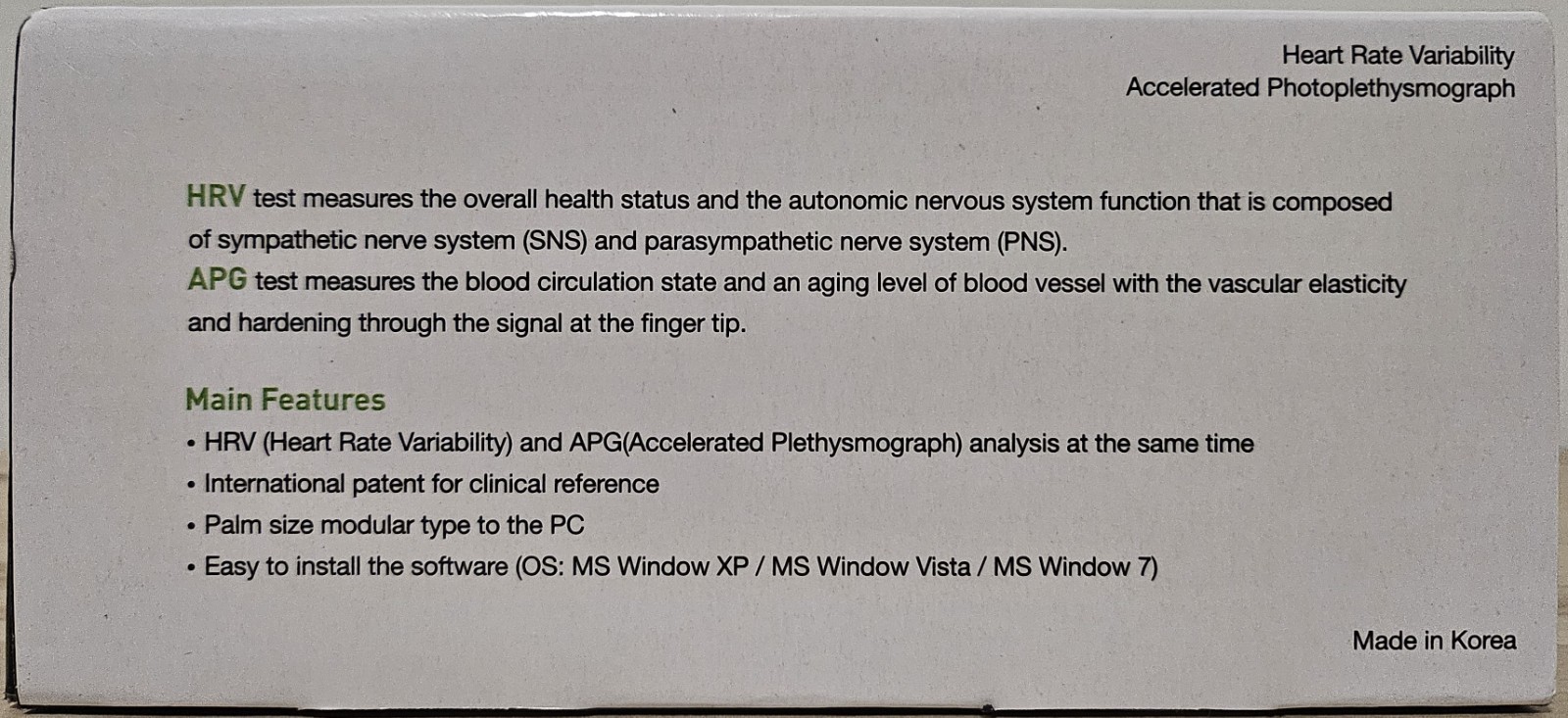MEDICORE Max Pulse HRV Analyzer Vascular Health Monitor