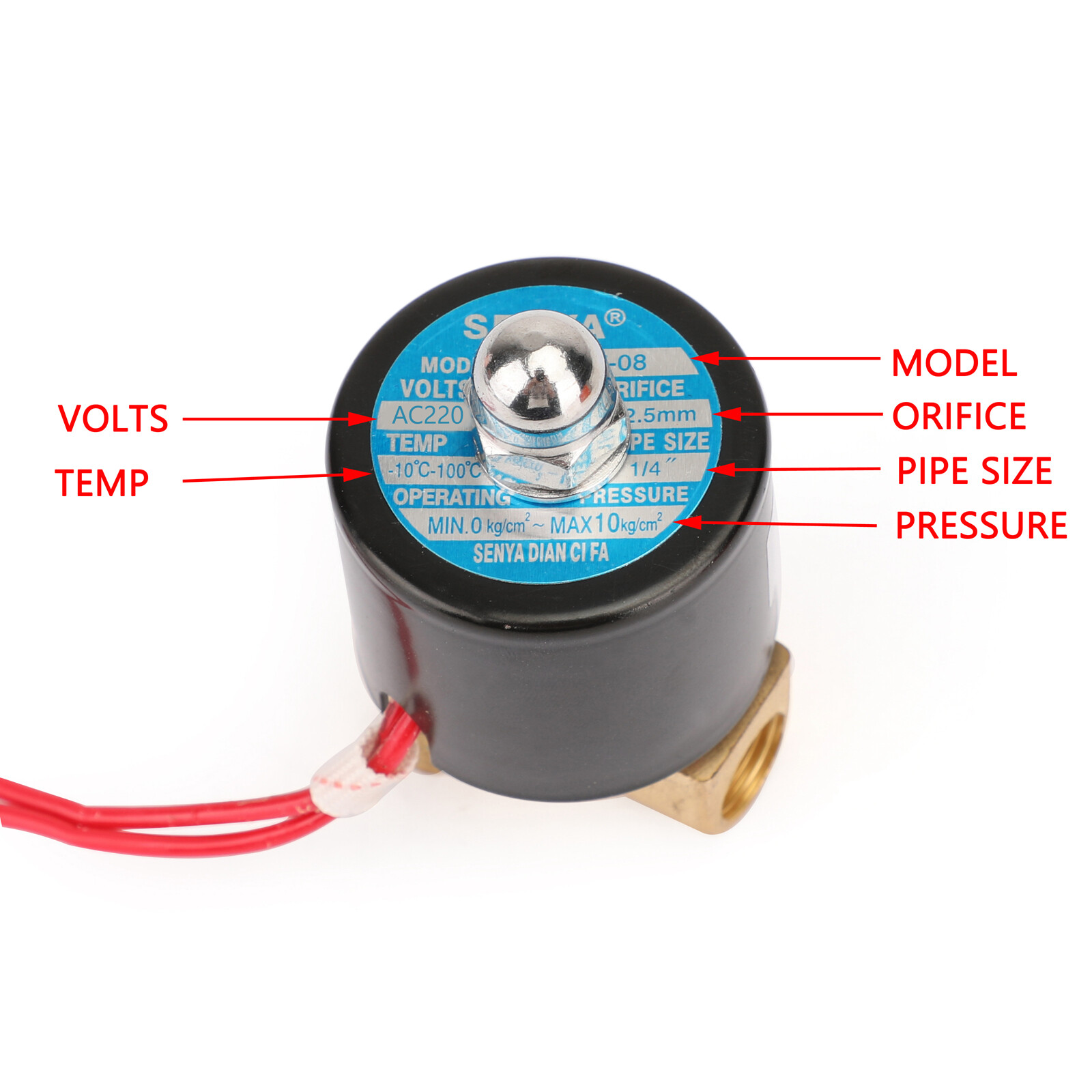1/4″ AC 220V Brass Normally Closed Electric Solenoid Valve BSP Gas Water Air N/C