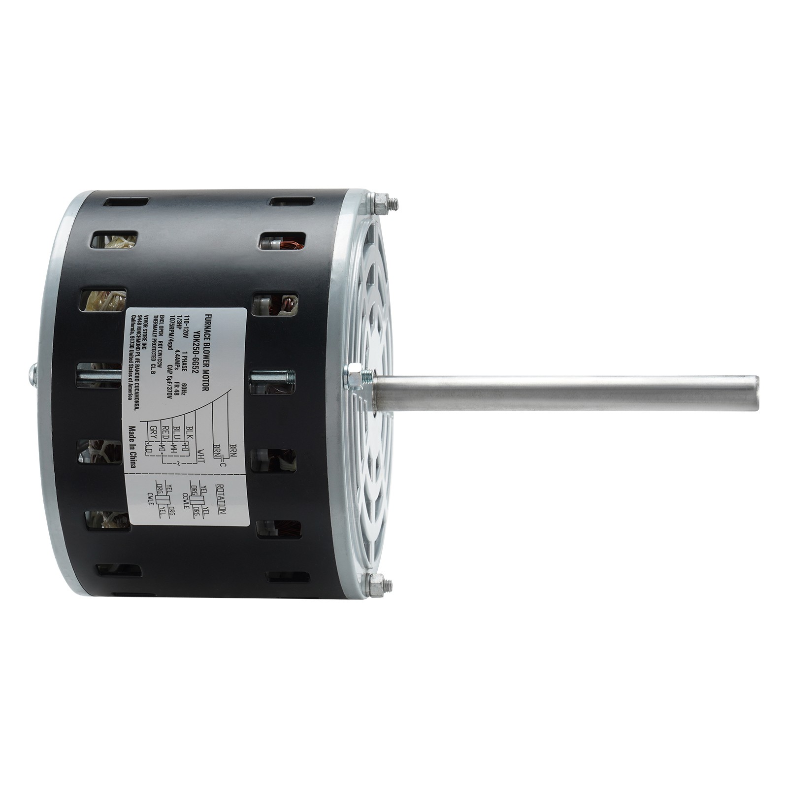 VEVOR 1/3HP Furnace Blower Motor 110-120V 4.4A 1075RPM 4 Speeds 48 Frame 1 Phase