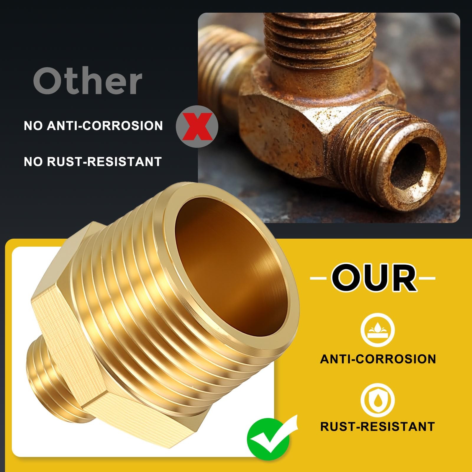 METALLIXITY 10PCS Brass 1/4″ Male NPT to NPT, Pipe Fittings