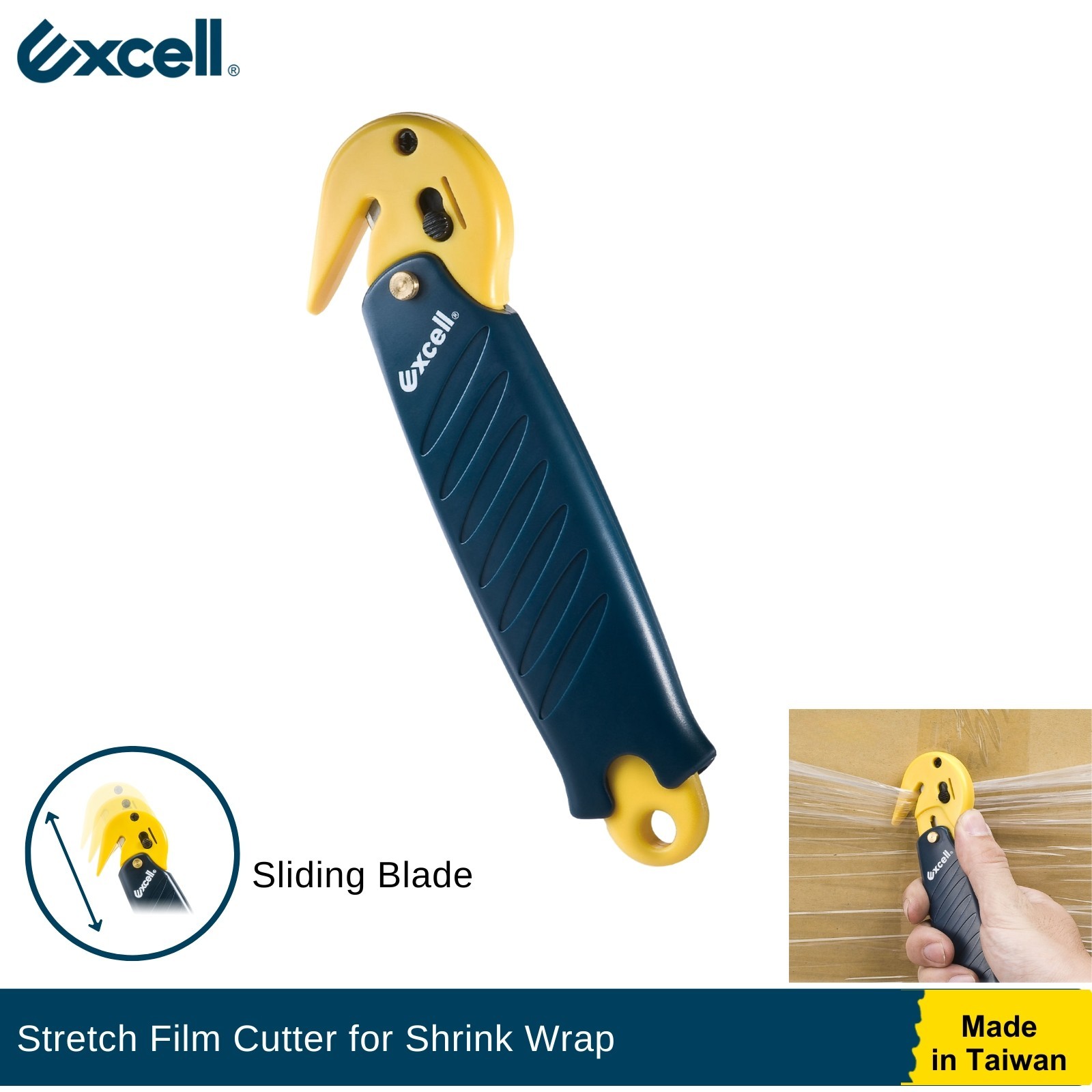 Excell Stretch Film Cutter Box Opener with Safety Blade for Shrink Wrap
