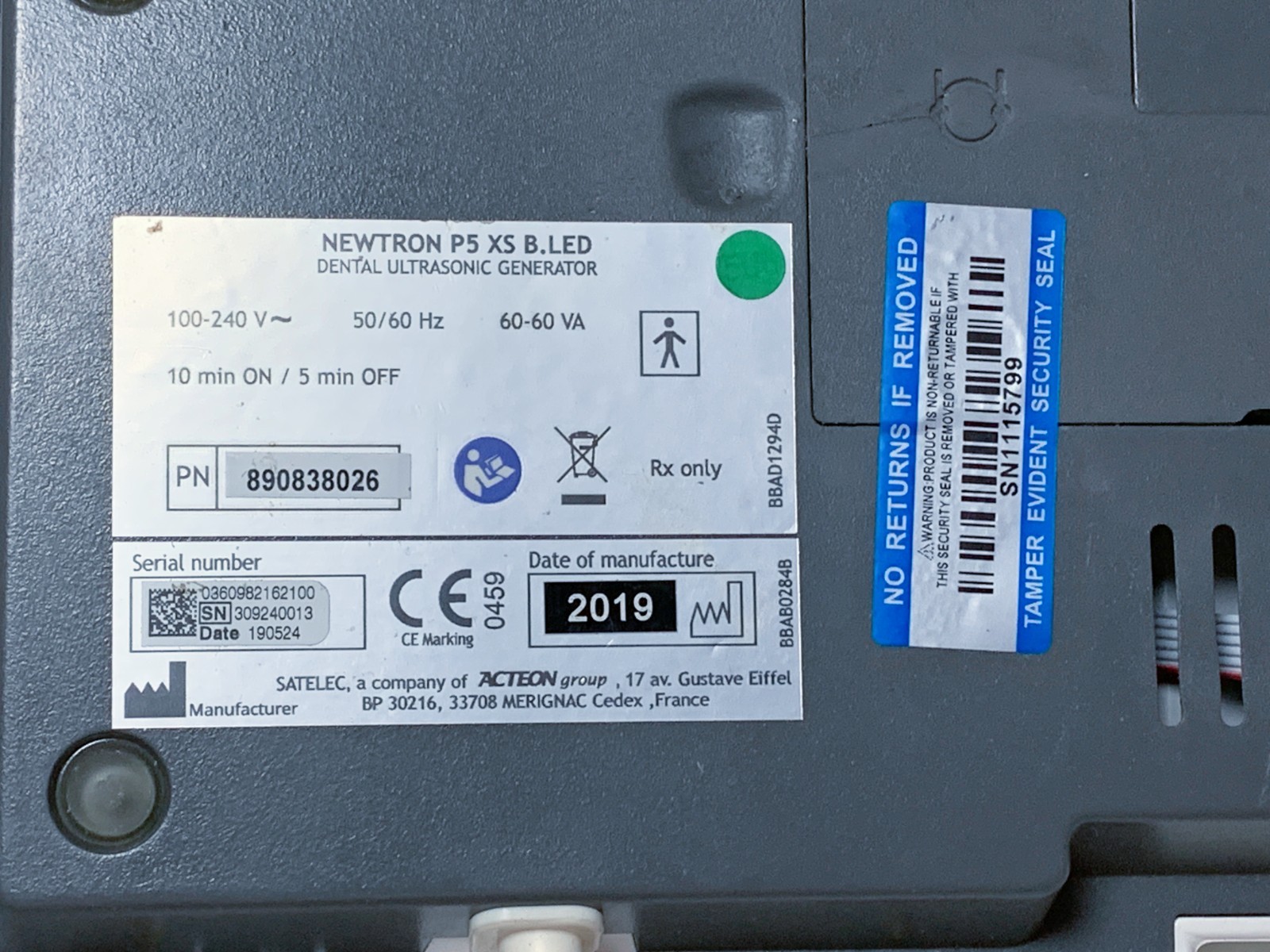 Acteon / Newtron / Satelec P5 XS B.LED Ultrasonic Scaler,90-Day Warranty