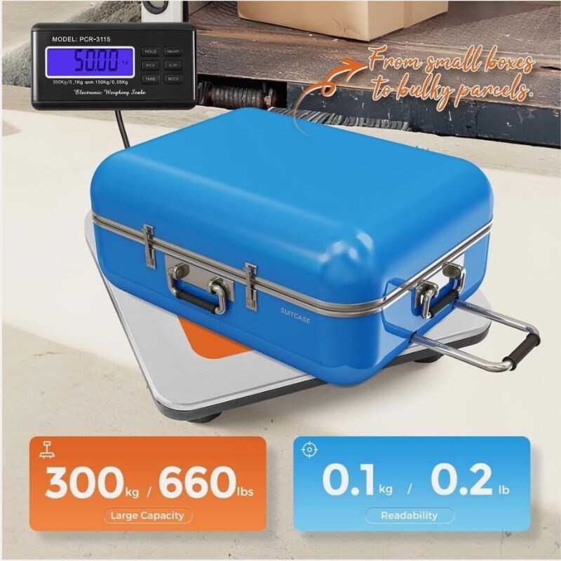 Postal Scale Digital 300kg/660lb Capacty, switchable kg,oz,lb,LCD Display New