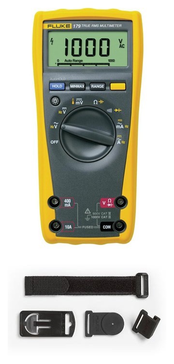 Fluke 179 True RMS Digital Multimeter with TPAK toolpak magnetic meter hanger