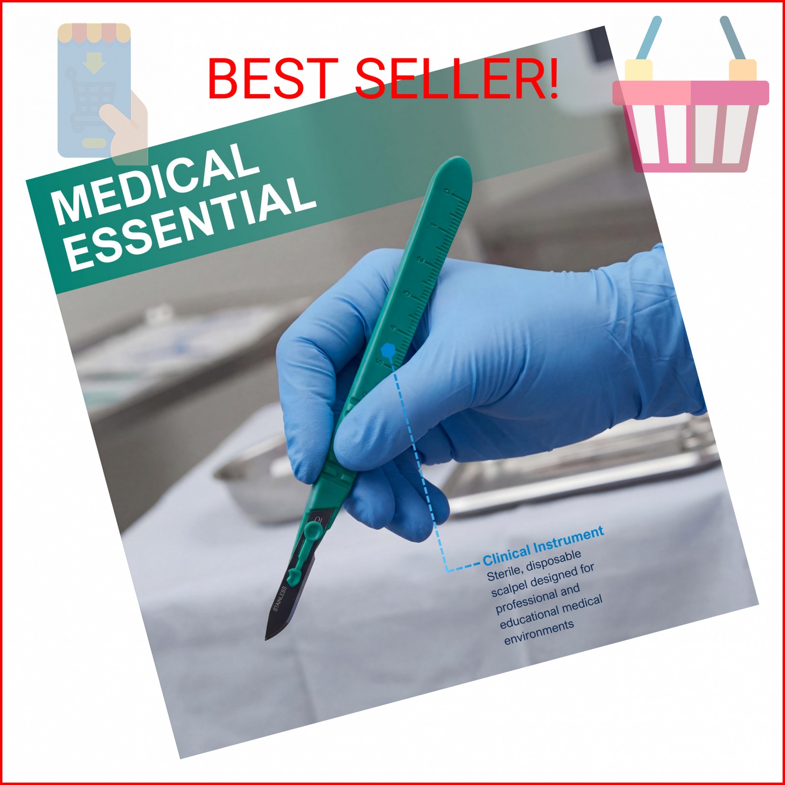MED PRIDE Sterile Disposable Surgical Scalpels 10 Pack, Individually Wrapped Pro