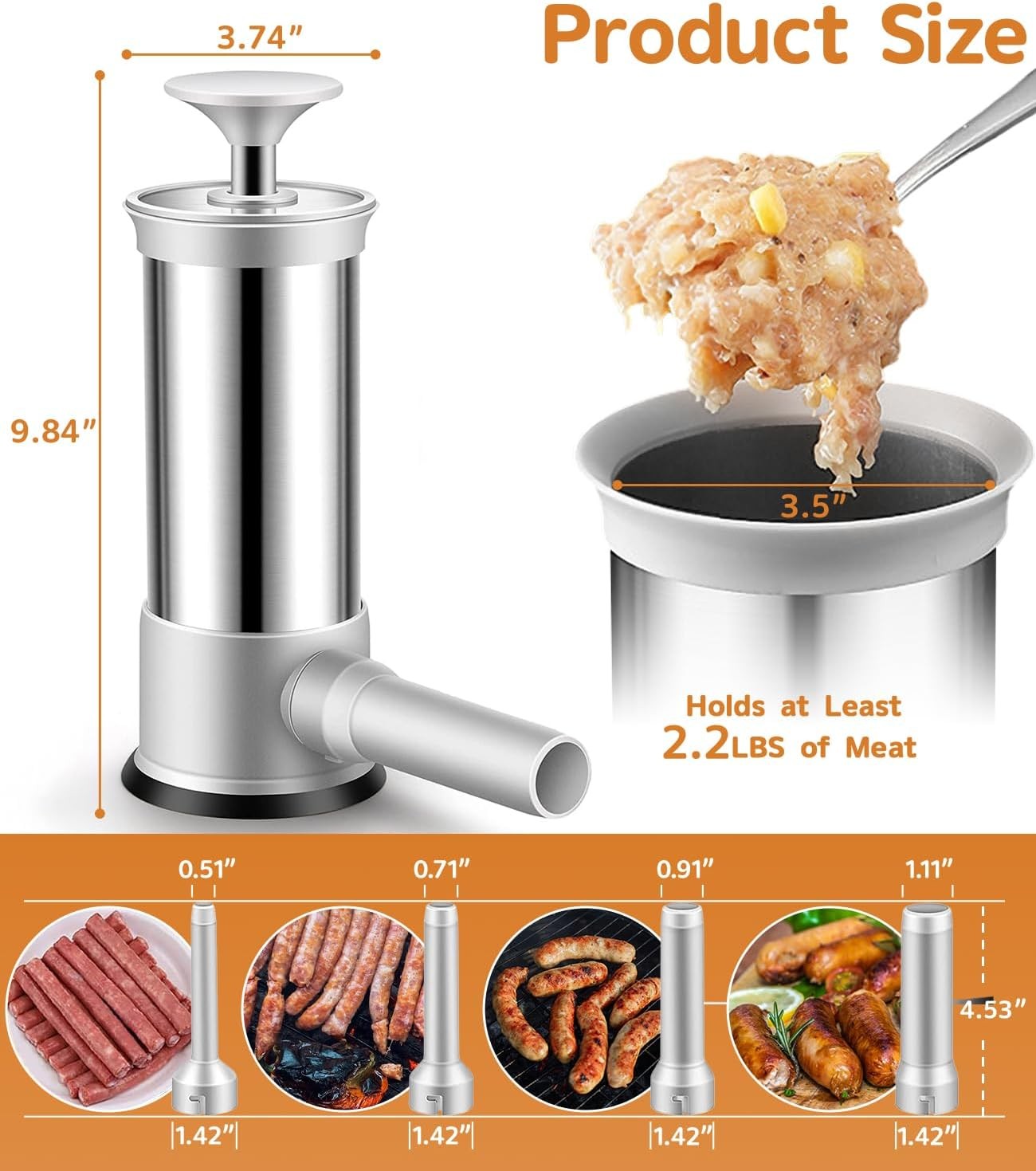 Sausage Stuffer Machine Vertical Sausage Maker, 2025 New Stainless Steel