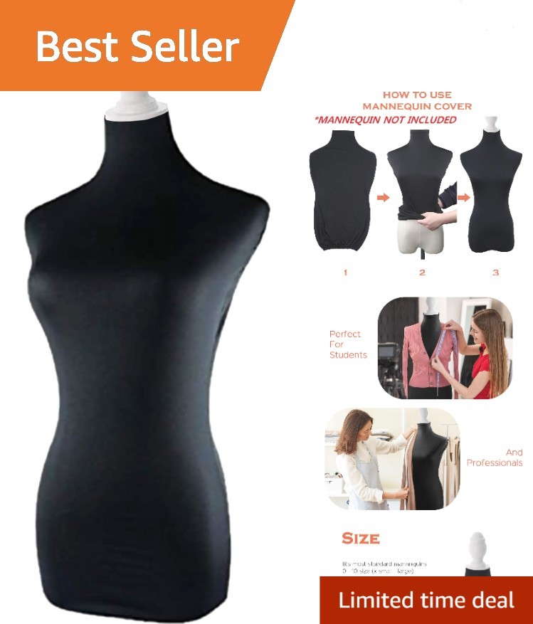 Black Superb Mannequin Fabric Cover, Soft Stretchy, for Fashion Designer Reta…