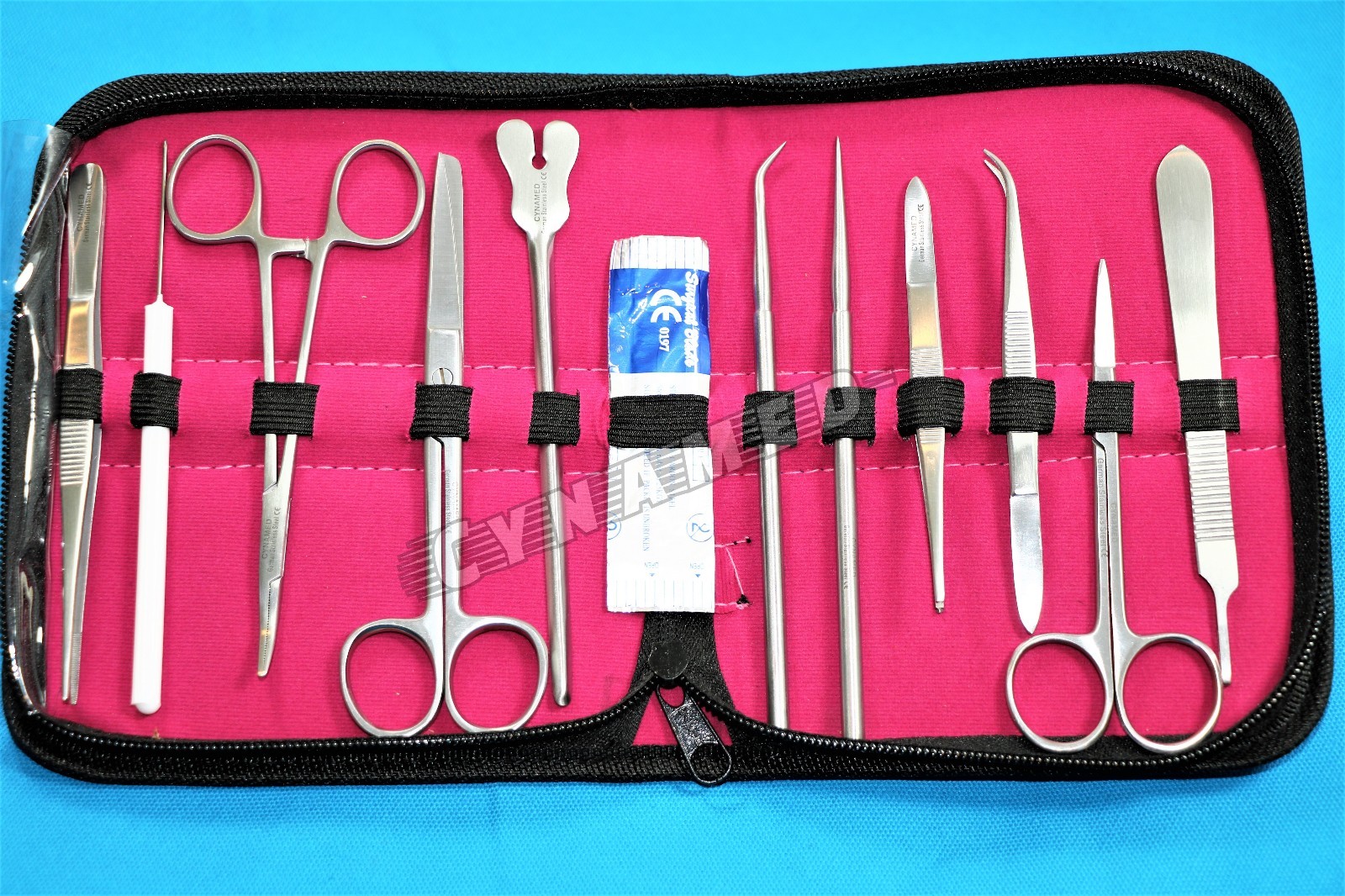 GERMAN DISSECTING KIT OF 12 PCS, SCISSORS, FORCEPS, PROBE, BLADES, NEEDLE ETC