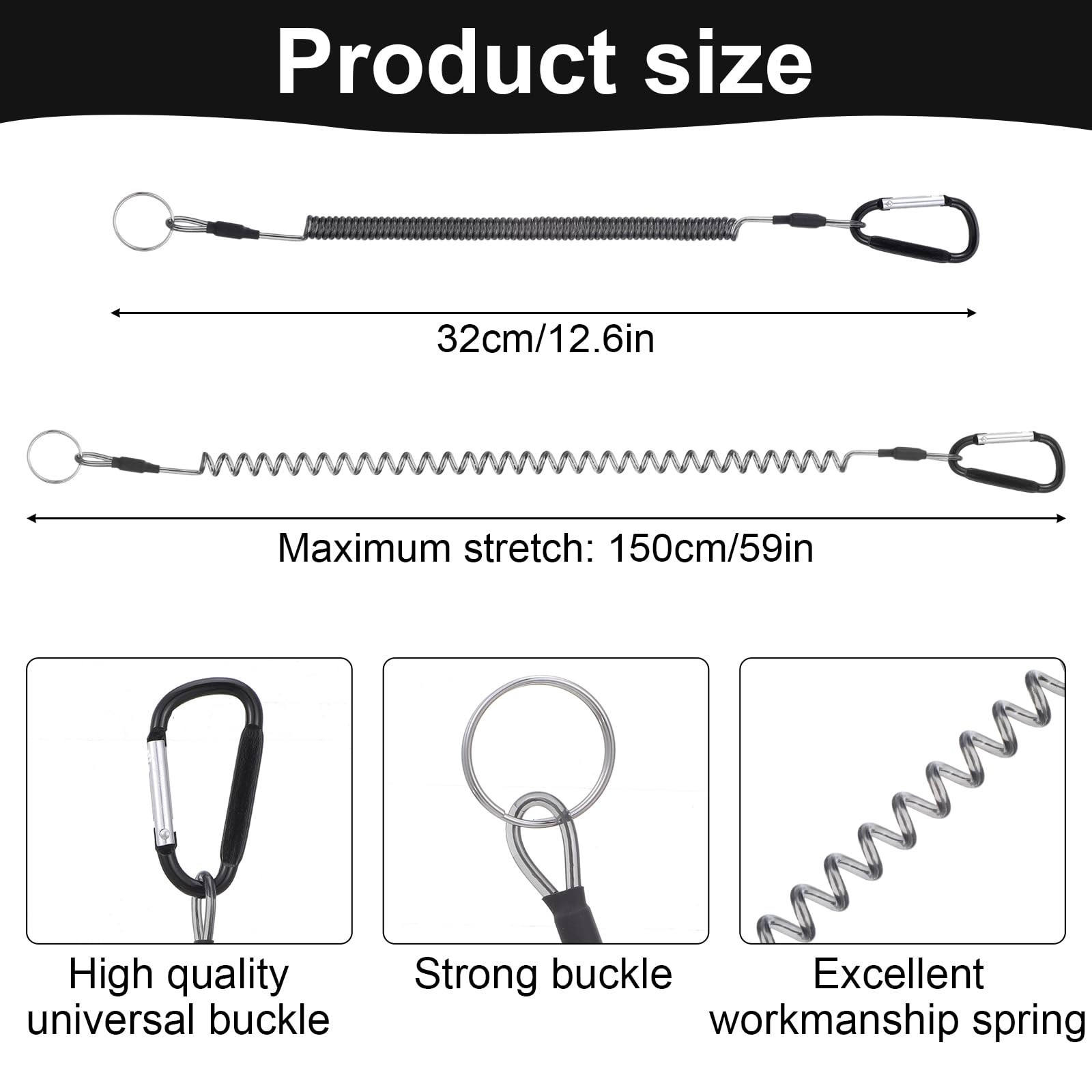 3PCS Retractable Safety Coiled Lanyard with Alloy Clip for Pliers Boating, He…