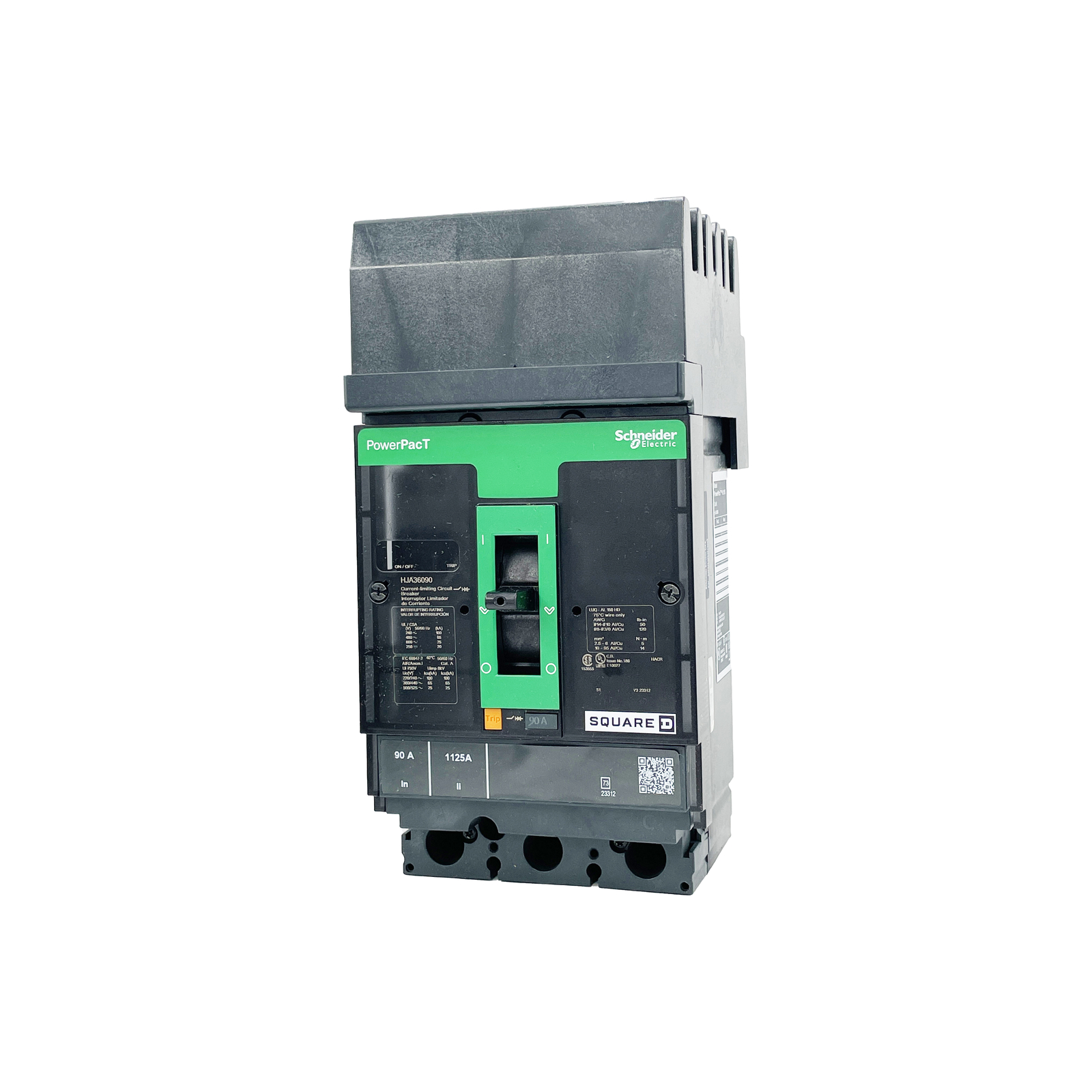 NEW – SQUARE D – HJA36090 – CIRCUIT BREAKER – PowerPacT H, 90A, 3 Pole, 600VAC