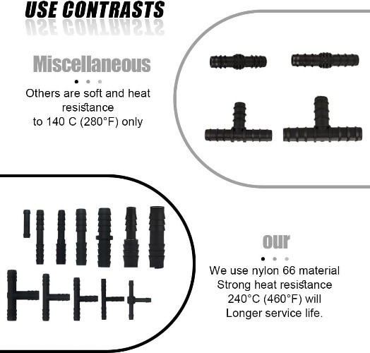 Vacuum Line Connector Assortment, 12 Sizes Heat Resistance Nylon Size: 125PCS
