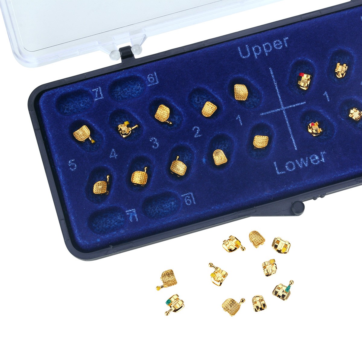 AZDENT Dental Orthodontic Brackets Braces Mini Roth/MBT 022 Hooks 345 Gold Type