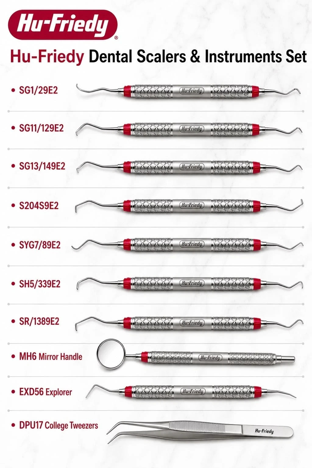 Hu Friedy Dental Hygiene Instruments Set of 10 PCS With Sterlization Cassette