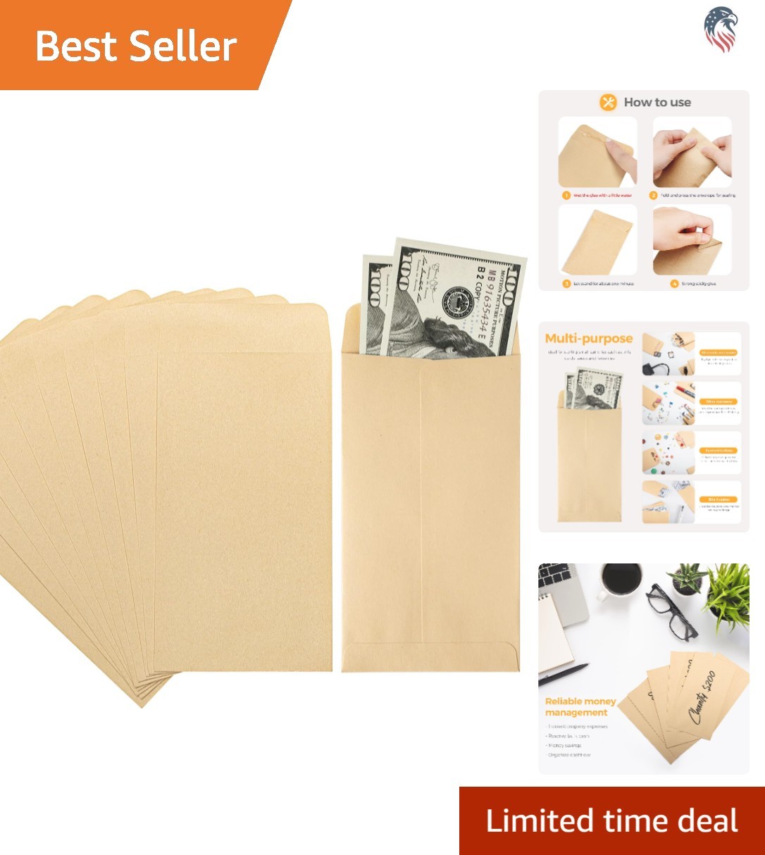 100 Pack Kraft Self Sealing Cash Envelopes for Budgeting and Storage 3.5×6.5 …