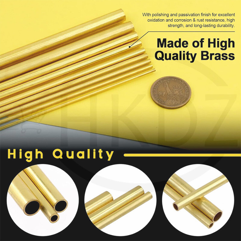 Brass Round Tube OD 1mm 2mm 3mm 4mm 5mm 6mm 7mm 8mm 9mm 10mm -40mm Lengths 300mm