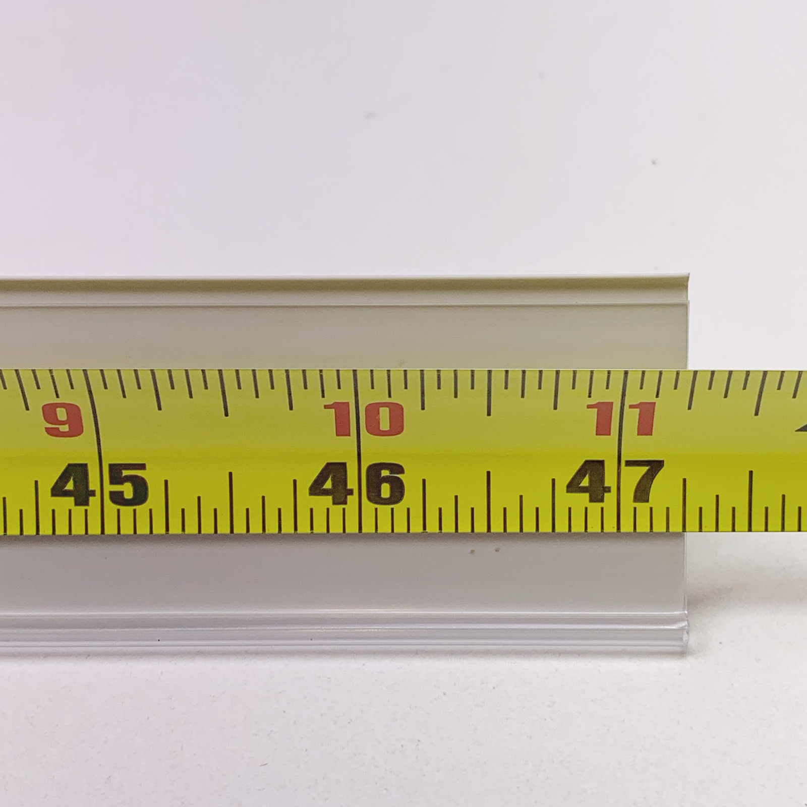 CASE of 50 Beige / Clear 47.5″ Clip-On Price Label Channel for 48″ Gondola Shelf