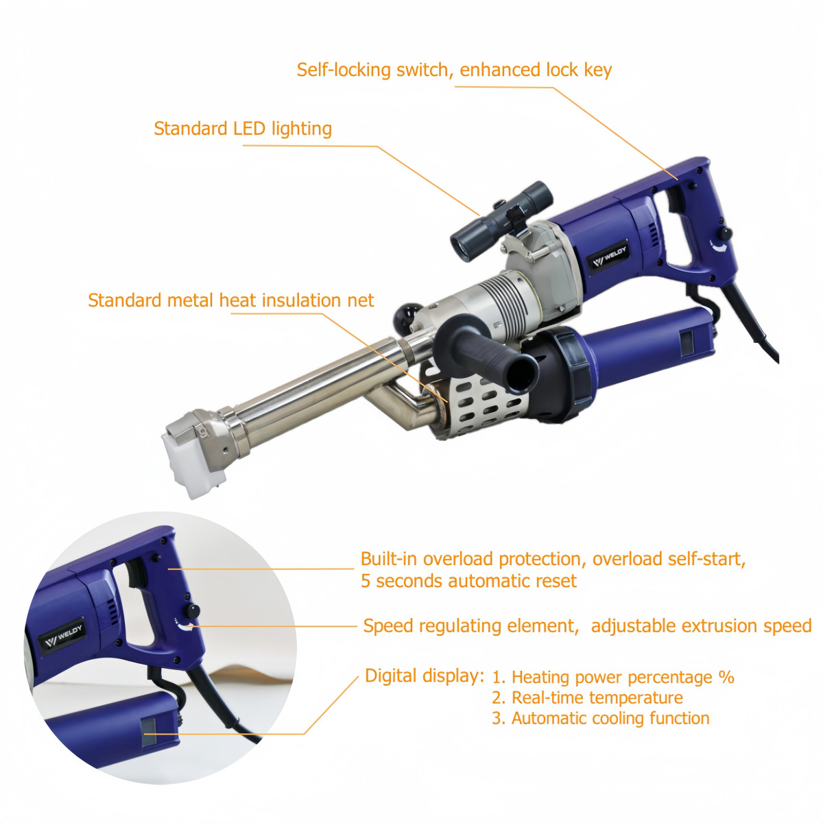 Weldy 230V Booster EX3 Plus Digital Plastic Hand Extruder + 5kg Welding Rod HDPE