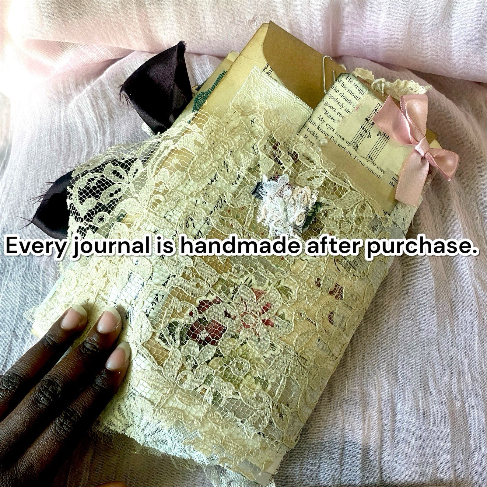 Handmade Shabby Chic Layered Junk Journal – Romantic Floral Scrapbook Diary Book