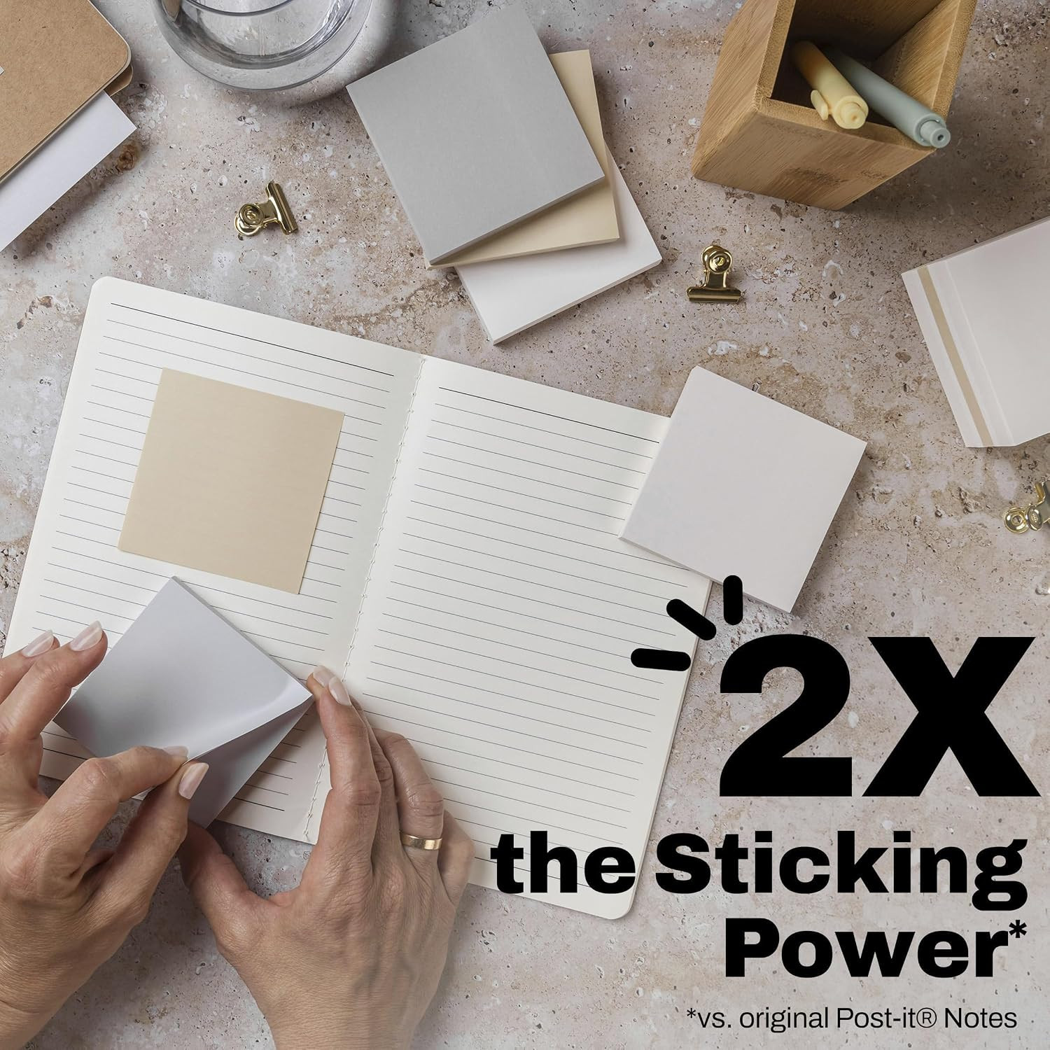 Post-It Super Sticky Notes, 3 X 3 In, Neutrality, 5 Pads, 90 Sheets/Pad | School