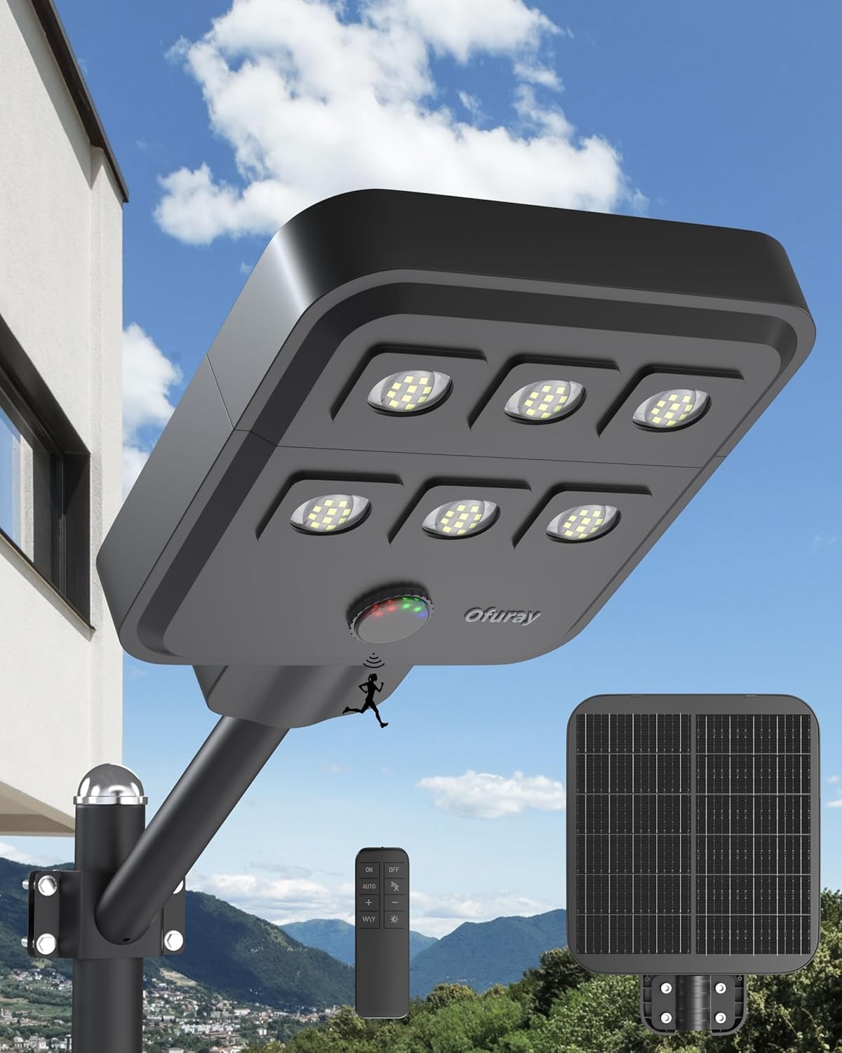 OF-5000W Solar Street Lights 6500K Dusk to Dawn Motion Sensor IP67 60LED