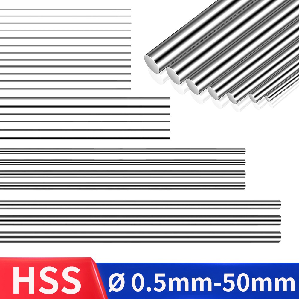 Ø 1mm-50mm HSS Bright Steel Round Solid Metal Bar Rod Length 200mm/300mm Metric