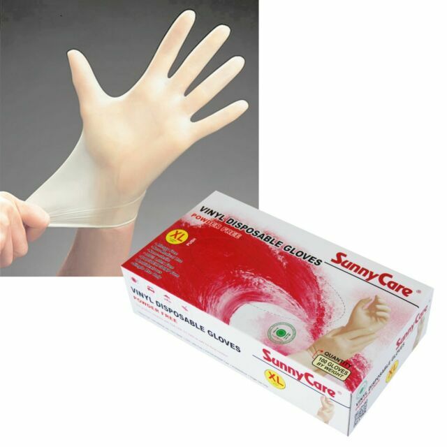 2 Box 100 SunnyCare Vinyl Disposable Gloves Powder Free (Latex Nitrile Free) -XL
