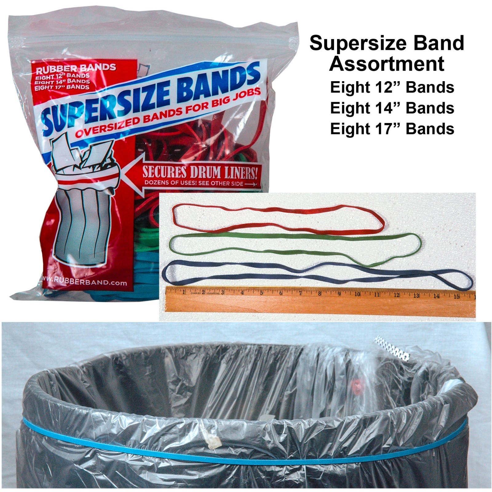 Extra Large Rubber Bands, 12″ 14″ 17″ Bands, 24 Pack Assortment