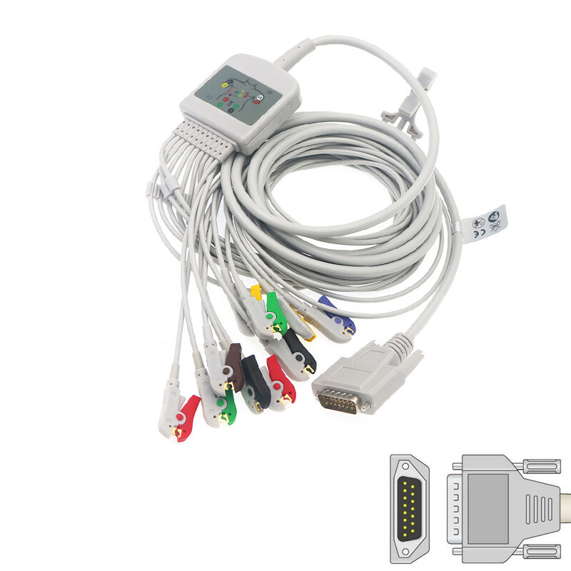 Compatible For Nihon Kohden ECG-9620 10 leads EKG Cable 15pin IEC