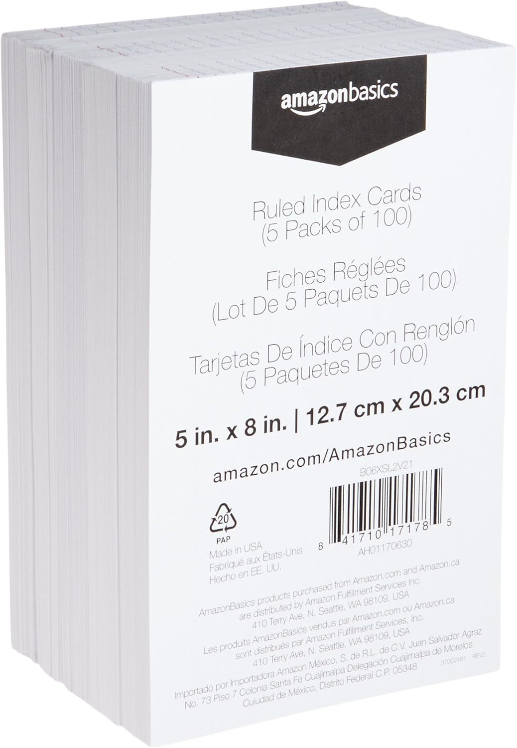 Ruled Lined Index Cards for Studying and Note Taking, White, 5″ X 8″, 500 Count