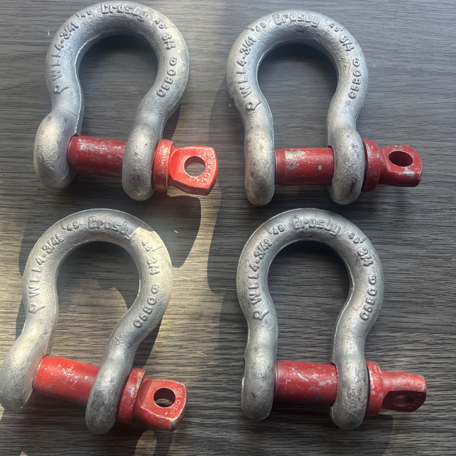 4 NEW CROSBY 3/4 SHACKLES 4-3/4 Ton WLL MADE IN THE USA.