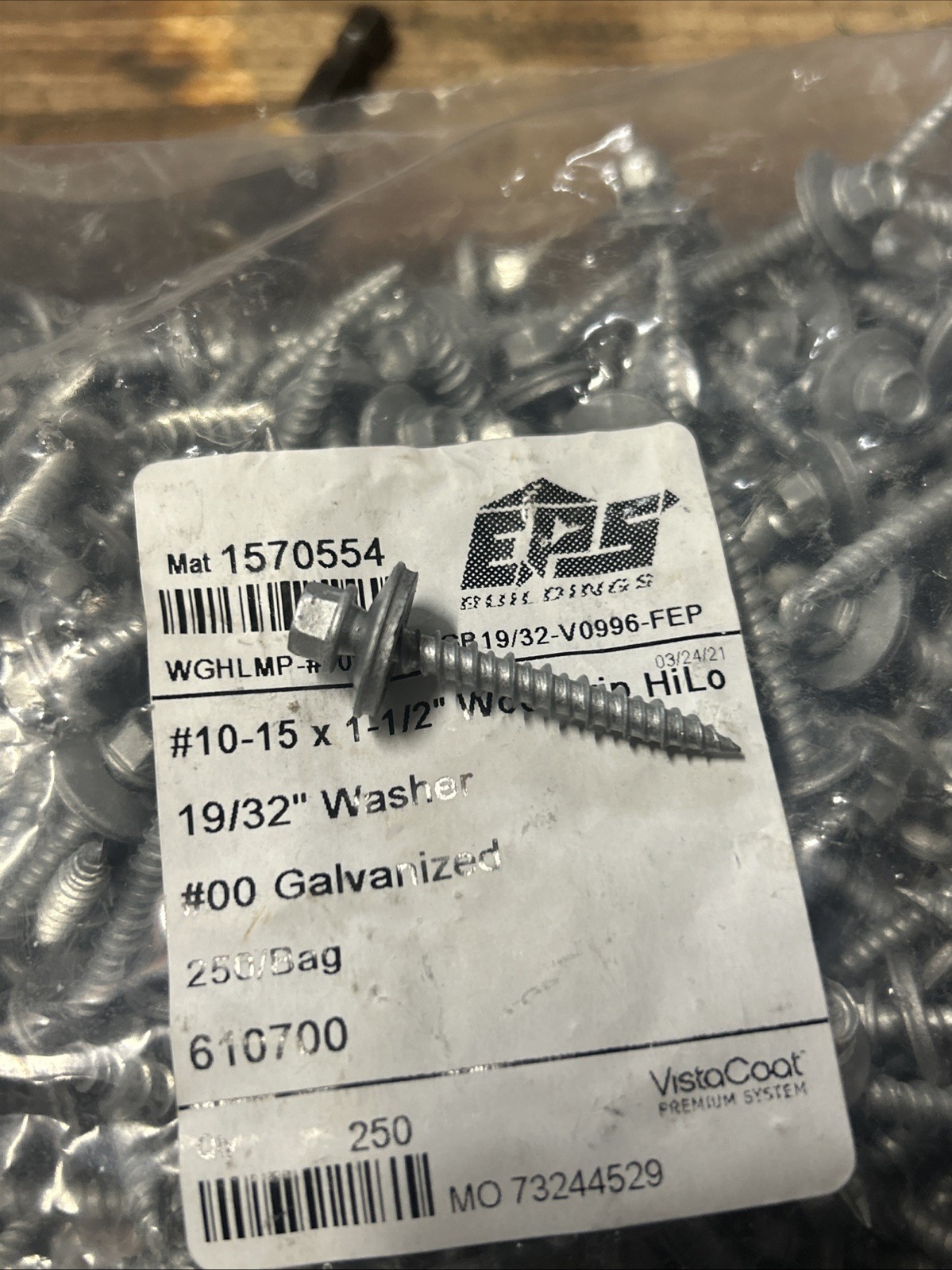 1-1/2in Metal to wood Roofing Screws, Plain HWH Zinc (galvanized) See Pics.(250)